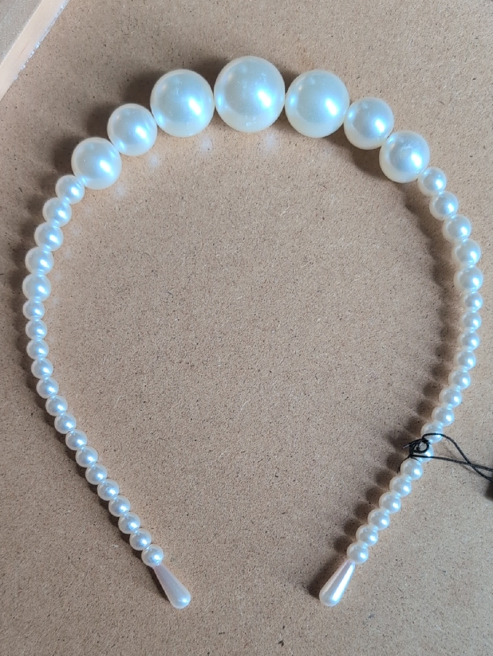 Pearl Beaded Headband - Cream Pearl Accent